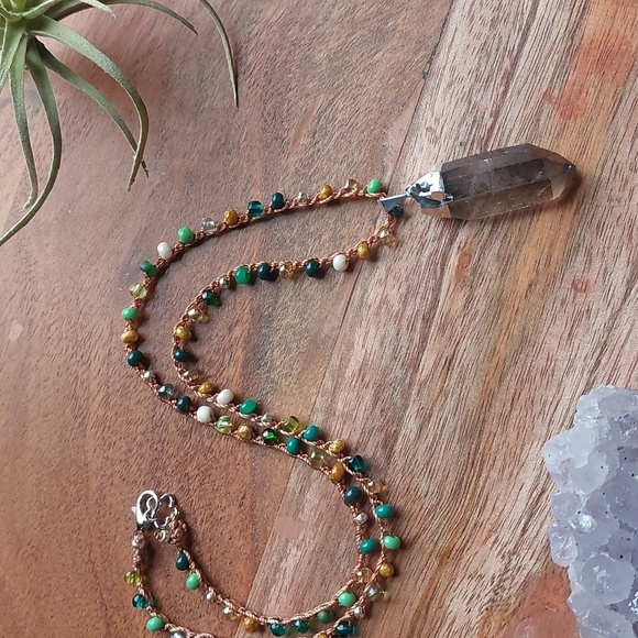 Smoky Quartz Crystal Necklace, Forest, Artisan Jewelry by Rust Belt Raised - Picture 12 of 16